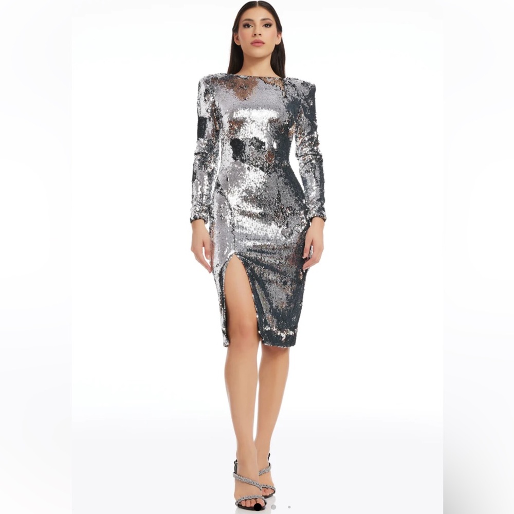 NWT Dress The Population Natalie Silver Sequins Dress
